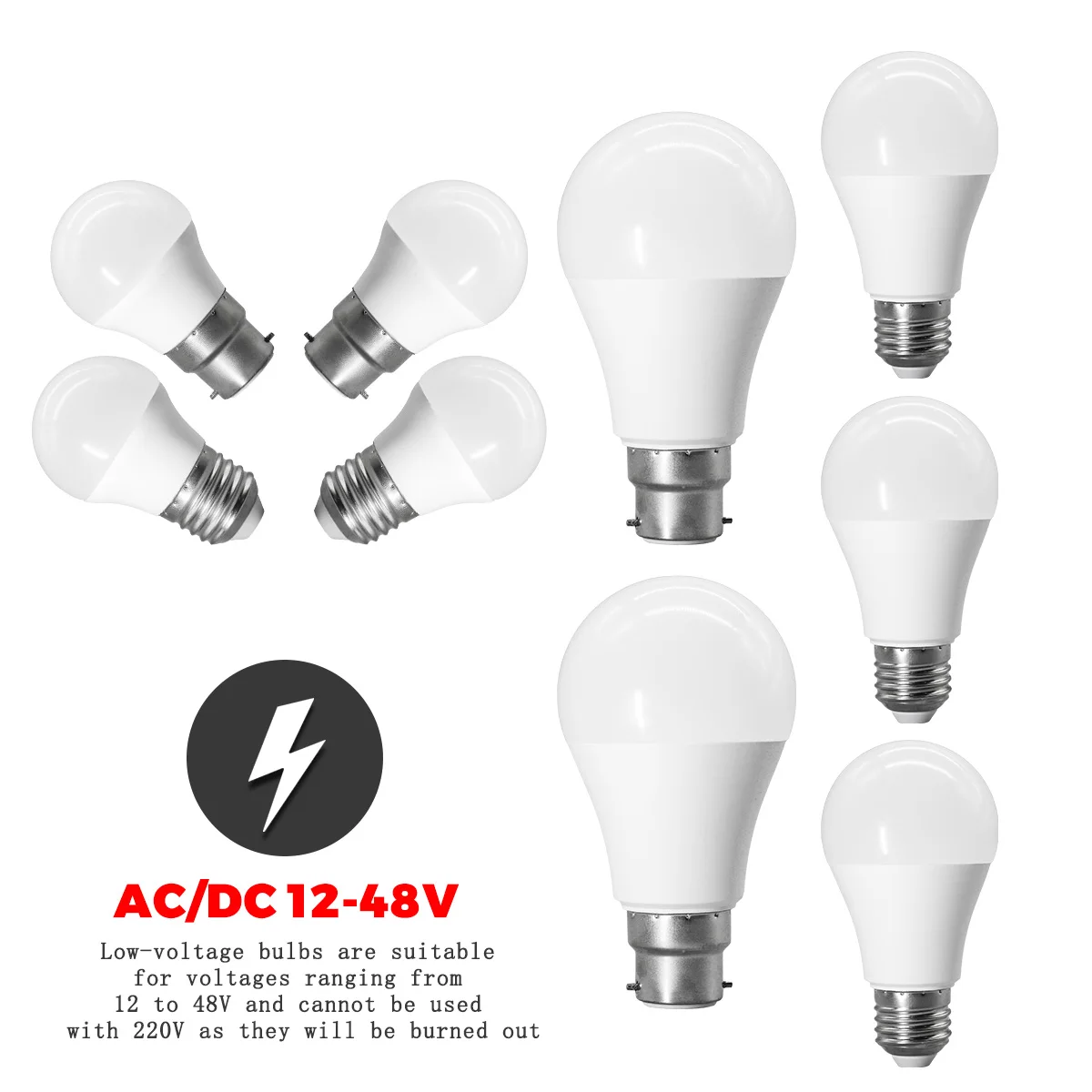20PCS DC AC 12V-48V 3W 5W 10W Low Pressure LED Bulb Lamps E27 B22 Light Daylight Lamp Led Light Bulbs Lamp For Foyer Derec