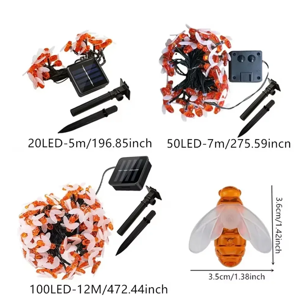 Solar Bee Light Indoor Outdoor Garden Fairy Light Wedding Party Tree Courtyard Simulation Bee Decorations Christmas Easter