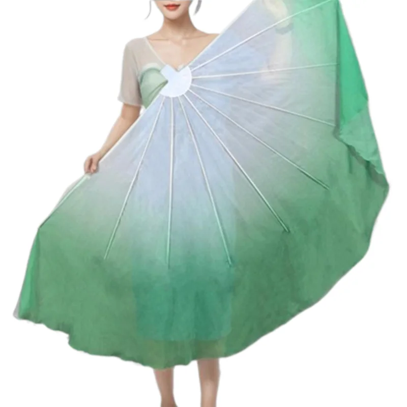 2 pz Ventaglio Lisca di Pesce Velo Apertura Danza Puntelli di Scena Prestazioni Personalizzato Sfumatura di Colore Culto Lode Morbido Chiffon Grandi Ventagli 85 cm