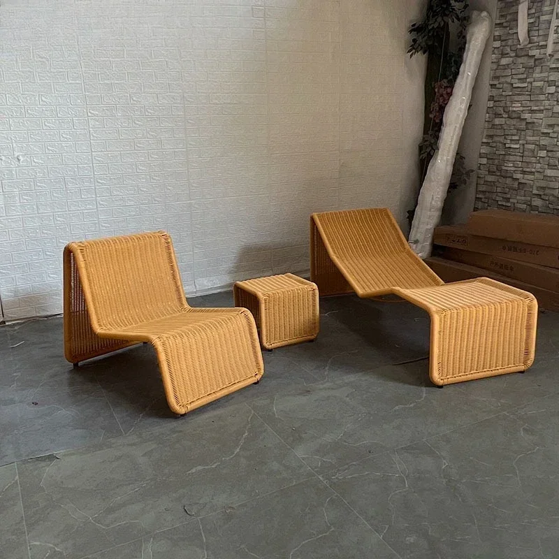 Outdoor creatieve rotan bank tuin binnenplaats balkon kunst