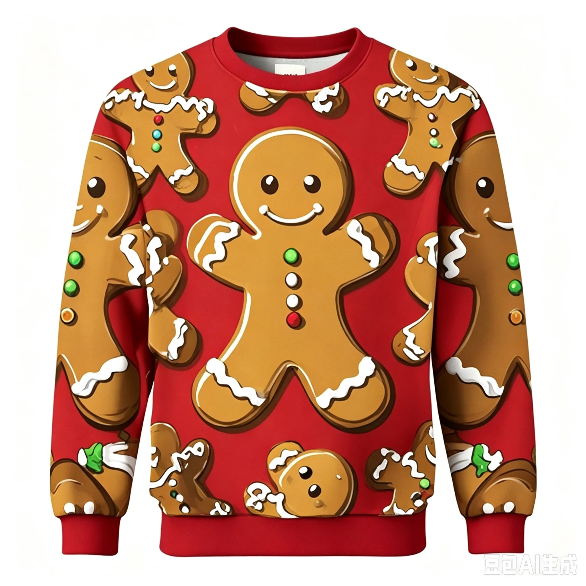 Gingerbread 3D Print Ugly Christmas Sweaters - Christmas Mens Sweater Xmas Holiday Crew Neck Shirt Set Mens Clothing
