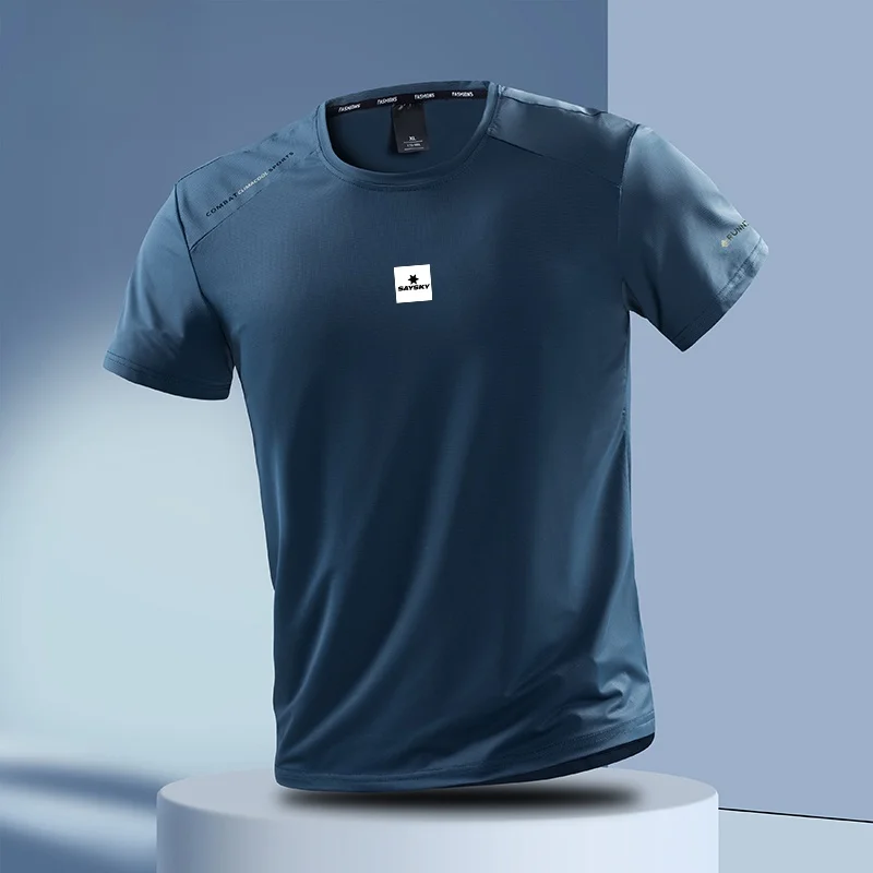 

Мужская легкая футболка для бега и фитнеса SAY: быстросохнущая, дышащая, из ледяного шелка, летняя, тонкая