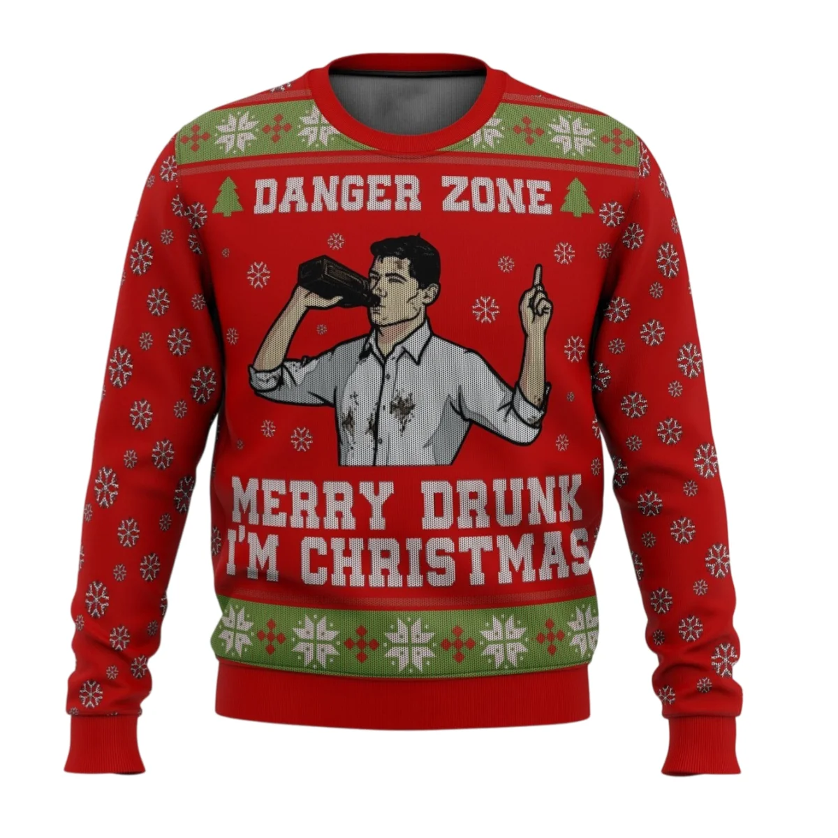 Merry Drunk I'm Christmas Sterling Archer Allover Print Adult Kids Crewneck Sweatshirt Casual Relaxed-Fit Family Autumn Winter