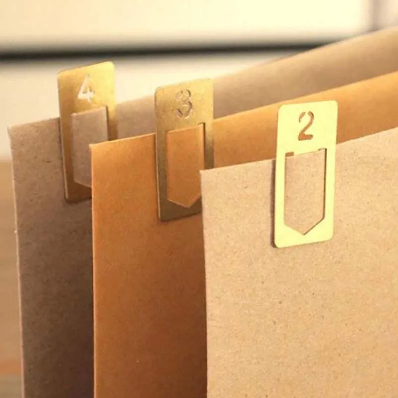 Fromthenon Vintage Metal Number Bookmarks 1-12 Monthly Index Tabs Clips Hollow Copper Clips Notebook Reading Planner Accessories view 3