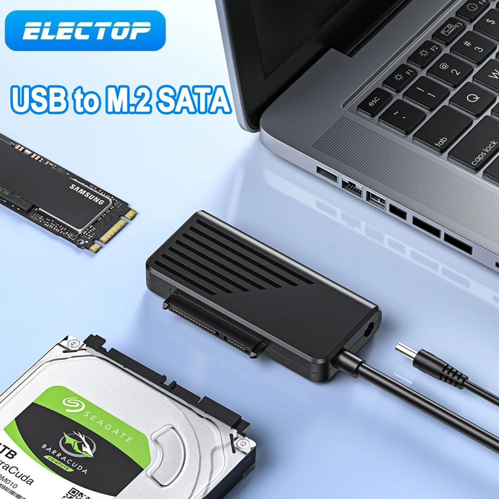 

ELECTOP USB to M.2 NGFF SATA Adapter Cable USB 3.0 2.0 to SATA3 Converter for 2.5/3.5 Inch SSD HDD Hard Drive External adaptador