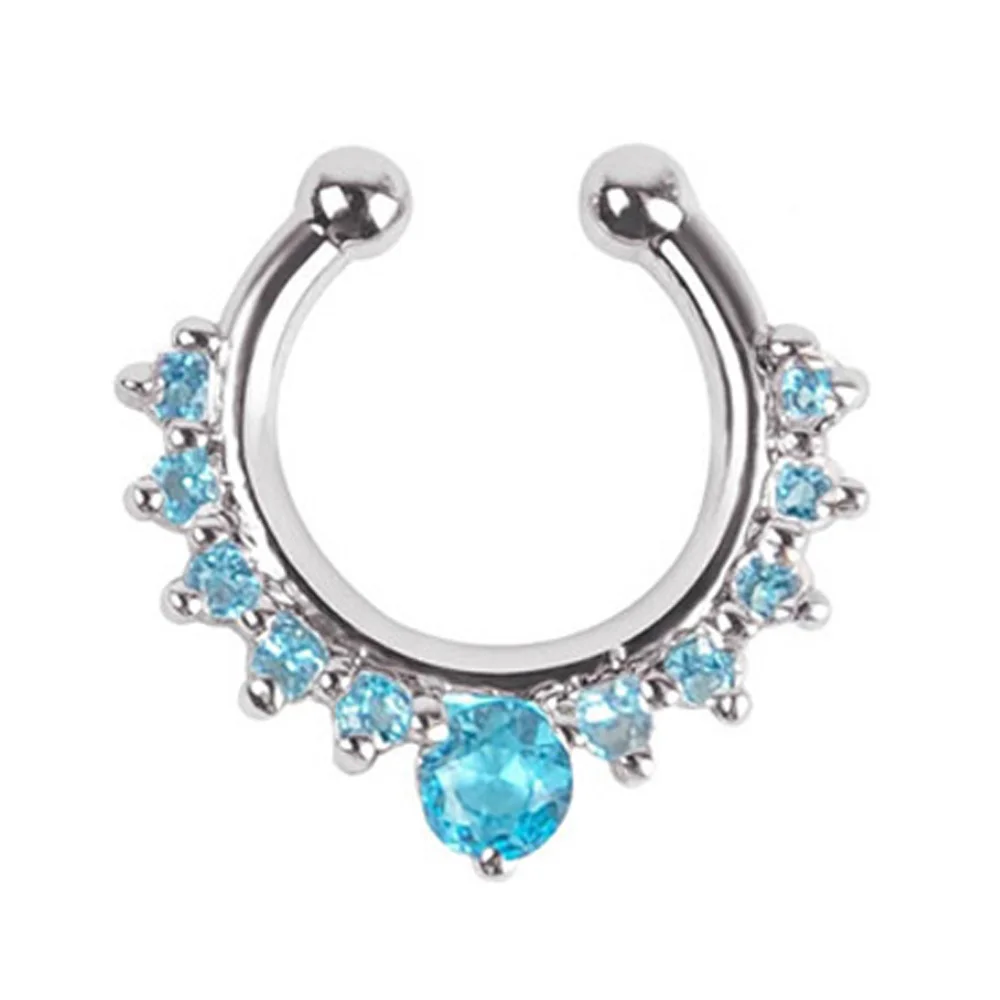 1pc Neue Gefälschte Piercing Schmuck Clip Auf Nase Septum Ring für Frauen Gefälschte Nase Ringe Hoop Crysta Faux Nicht durchbohrt Nase Ring Ohrringe