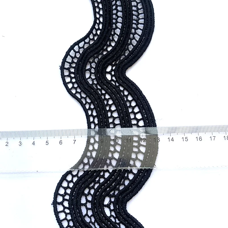 5m/16.4ft each pack Lace Sewing Trims Black white Curve ribbons Clothes Fabric curtain HandMade DIY crafts accessory decoration
