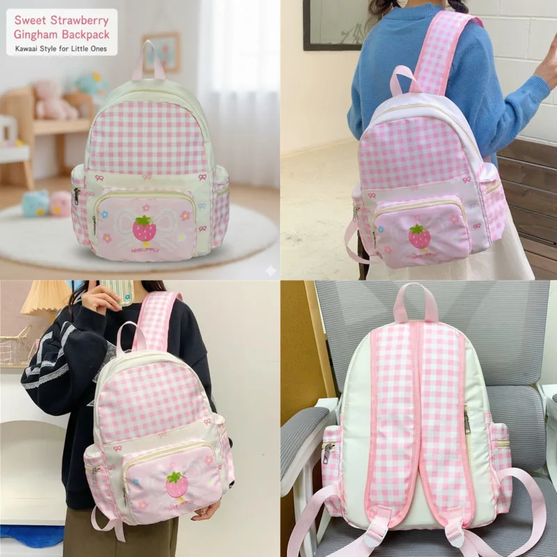 

Korean Kawaii Strawberry Backpacks Y2K Cute School Bag Girls Soft Girl High Capacity Student Backpacks Sweet Gifts Backpacks New
