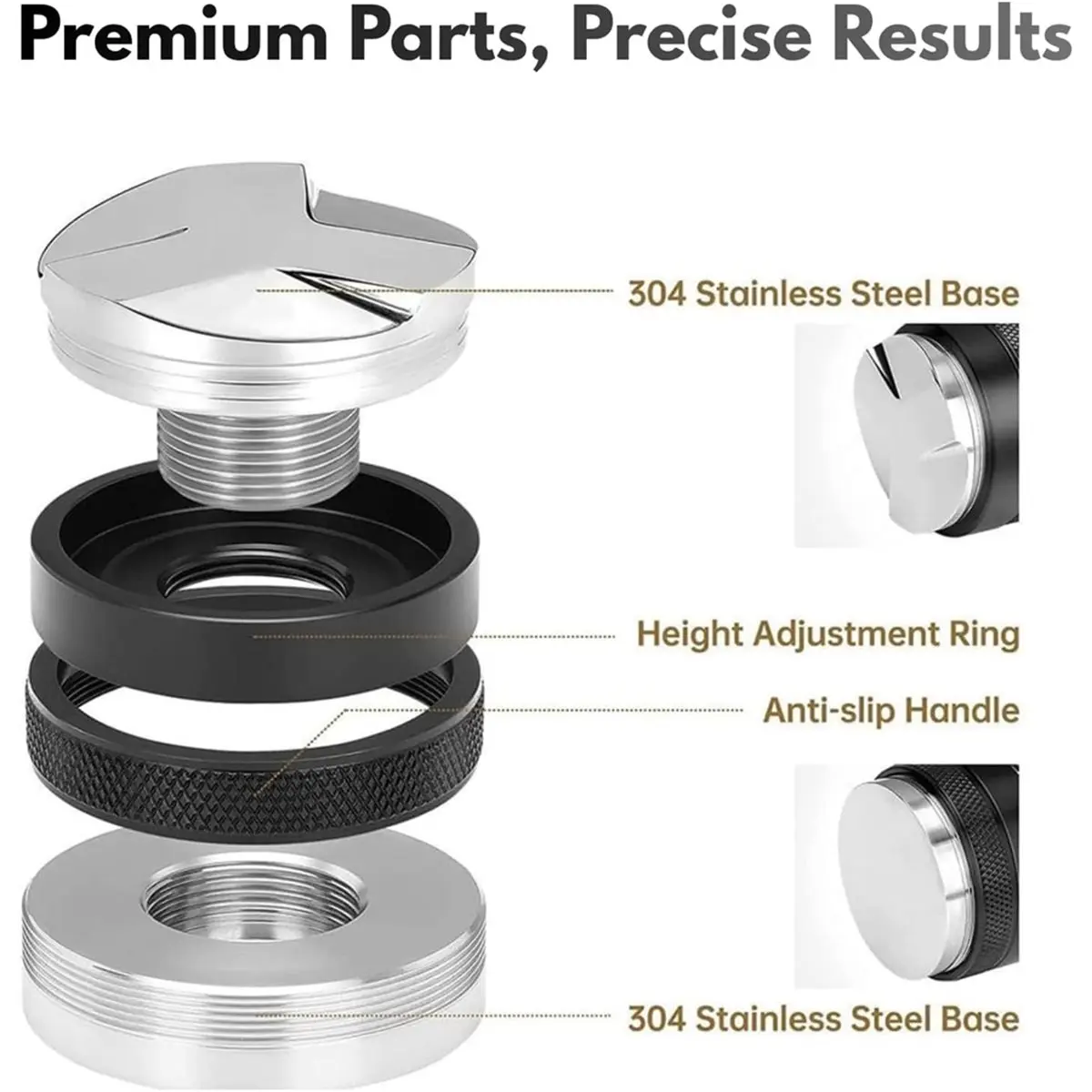 51mm Espresso Distributor & Tamper, 2-in-1 Coffee Leveler with Adjustable Depth for Portafilter