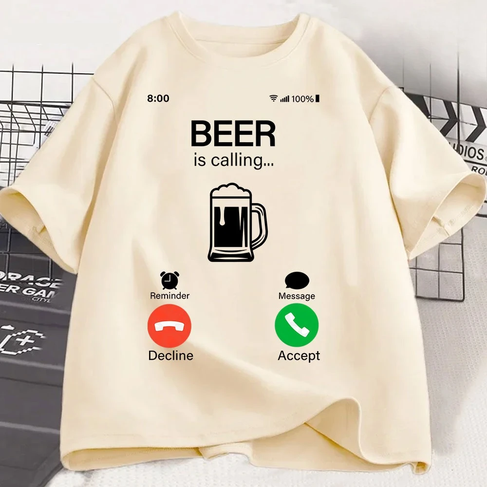 

Cerveza en el teléfono devo en el teléfono divertida camiseta Meme camiseta de moda femenina camiseta