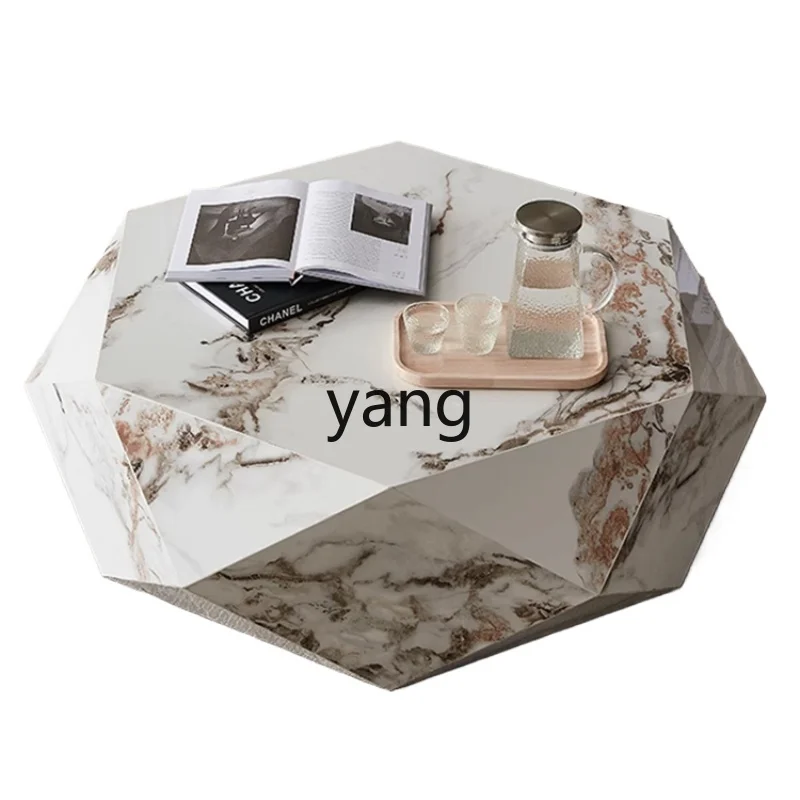 

L'm'm Affordable Luxury Style Villa Living Room Advanced Creative Multilateral Special-Shaped Stone Plate Diamond Tea Table