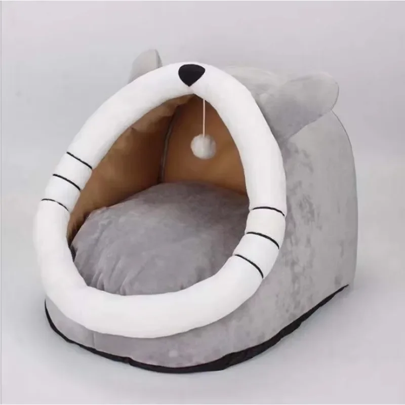 Semi-Closed Cat Nest House Four Seasons Universal Bed for Kittens Cute and Comfortable Cat Cave Year-Round Cat Shelter