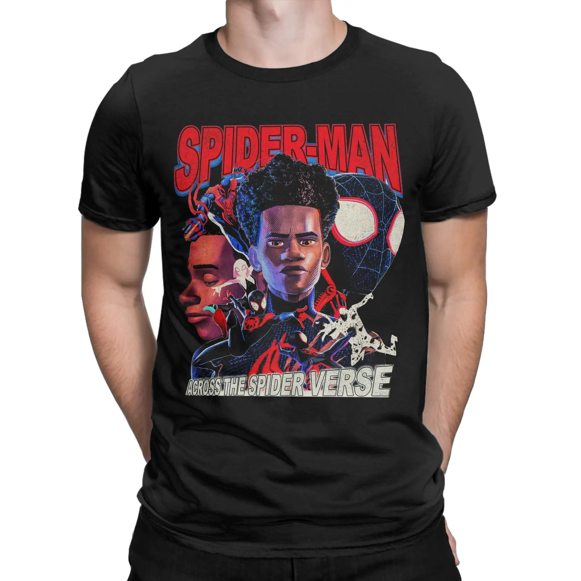 

Spiderman Across The Spider Verse Men's T Shirt Funny Tee Shirt Short Sleeve Crewneck T-Shirts 100% Cotton Gift Idea Tops