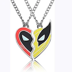 Deadpool Wolverine Cospay Best Friend Heart Pendant Necklace Keychain Earring BFF Friendship Matching Necklace For Boys Kids