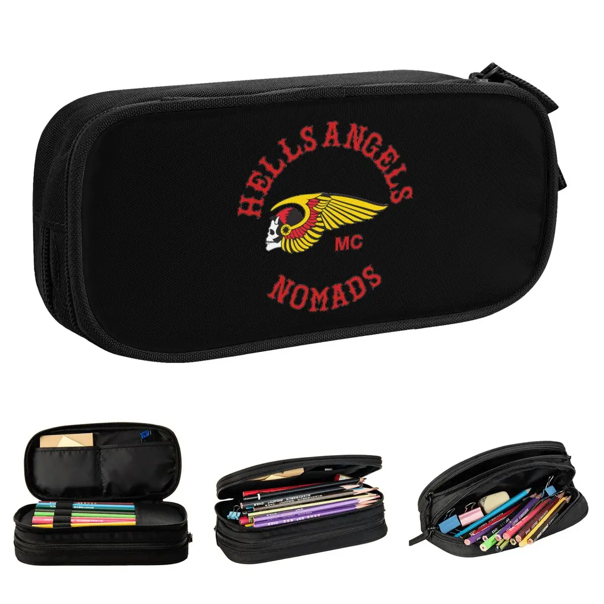 Fun Hells Angeles Pencil Cases Motorcycle Motor Pencilcases Pen Kids Large Storage Bags School Supplies Gifts Stationery