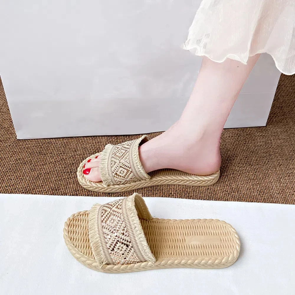 

Sweet Holiday Flats Slippers Women Sweet Bohemia Vacation Beach Slippers Shoes Tassel Ethnic Style Slippers Beach