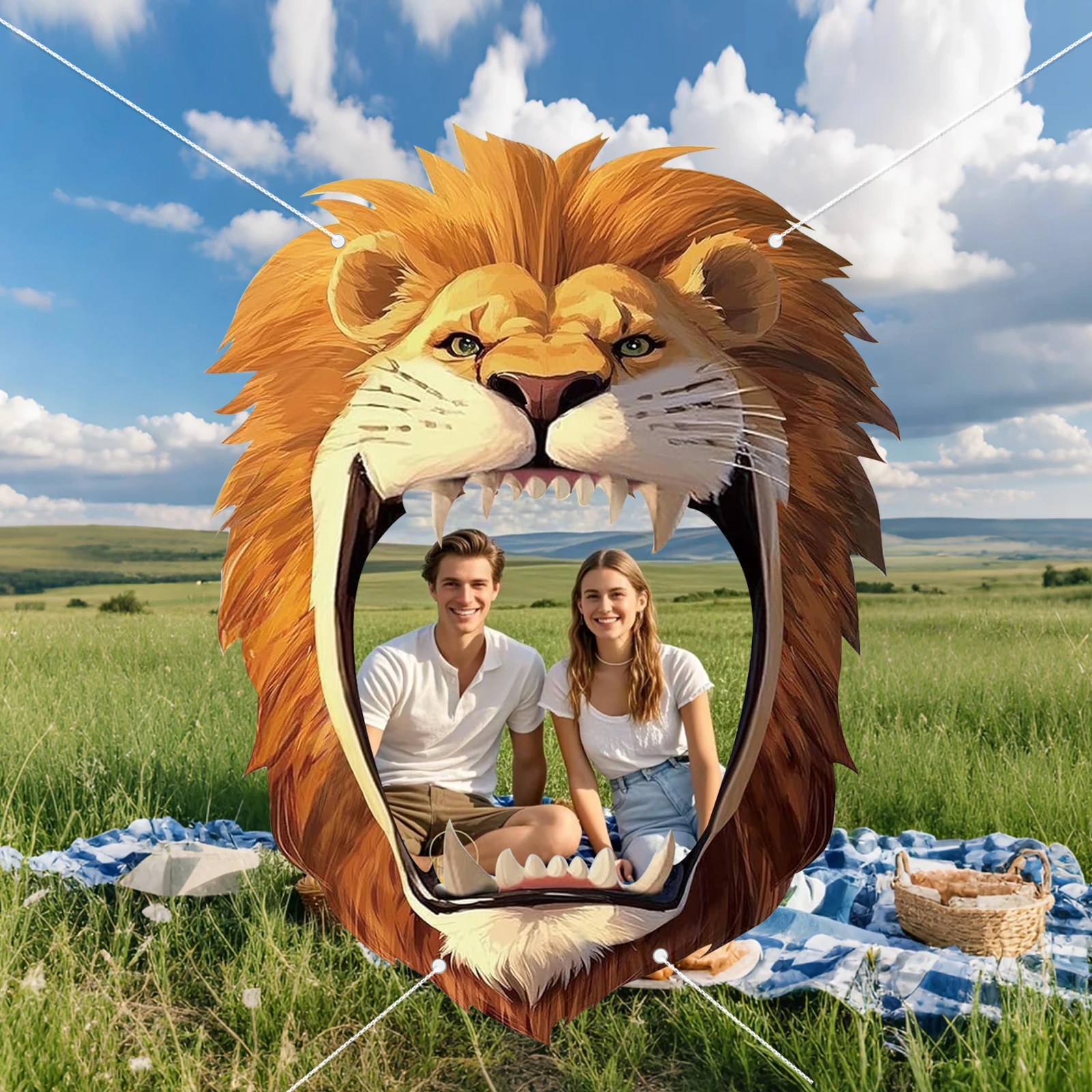 خلفية صورة لحفلة السفاري، حيوانات متجمعة، زينة حفلات أعياد الميلاد، قماش على شكل أسد، خلفية كشك الصور