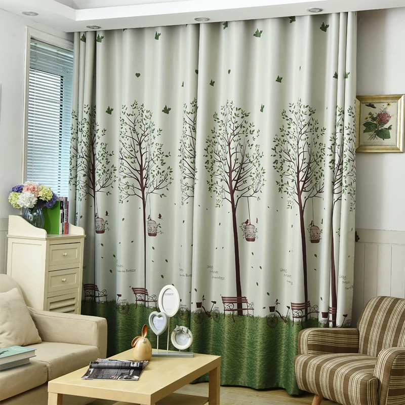 

Dreamwood Customizable Thickened Polyester Blackout Bedroom Curtains Fresh Rustic Style Printed Eco-friendly Curtains