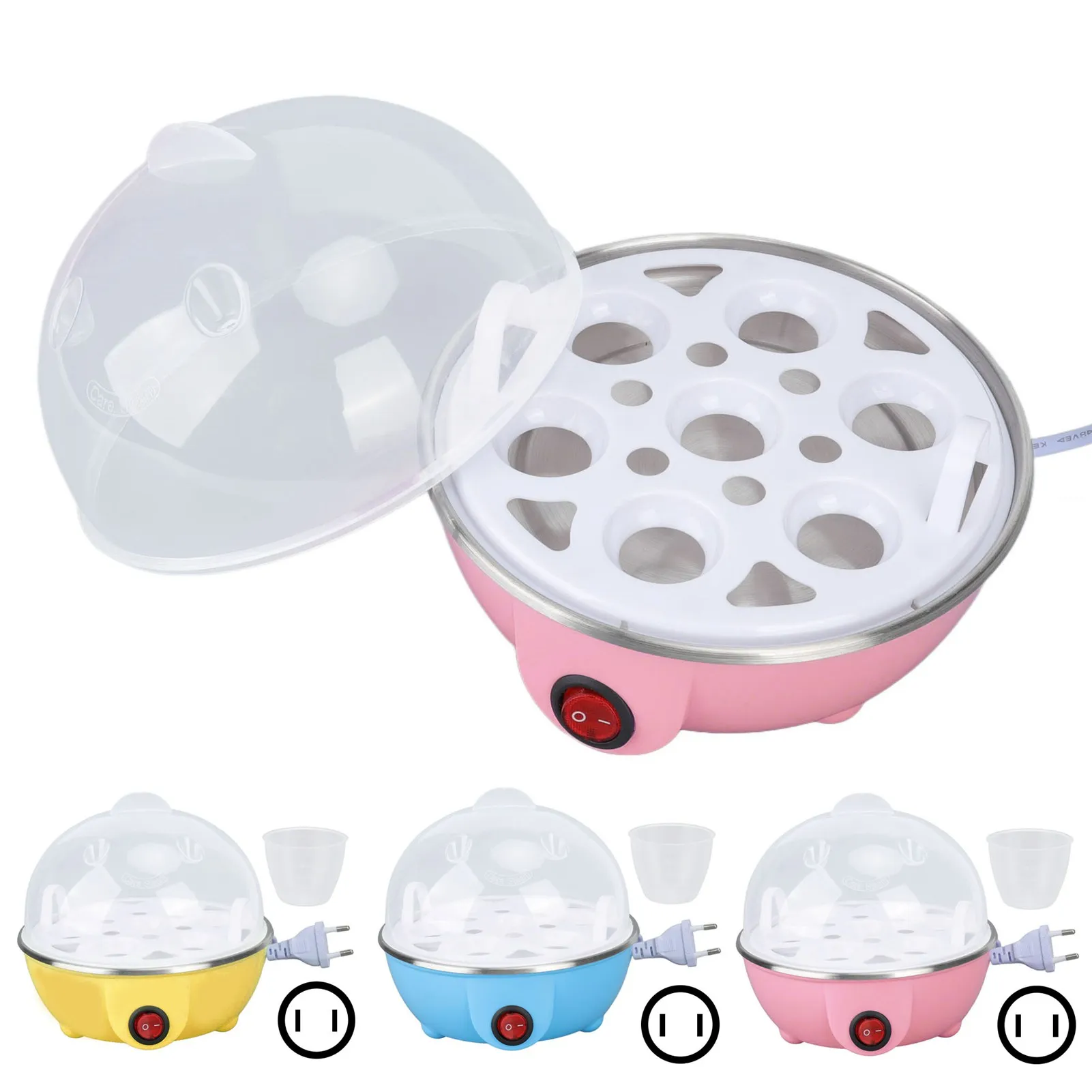 加熱プレート付き鶏卵調理器,自動電源オフ,最大7個の大きなゆで卵を作る,乾き防止,卵ポーチ