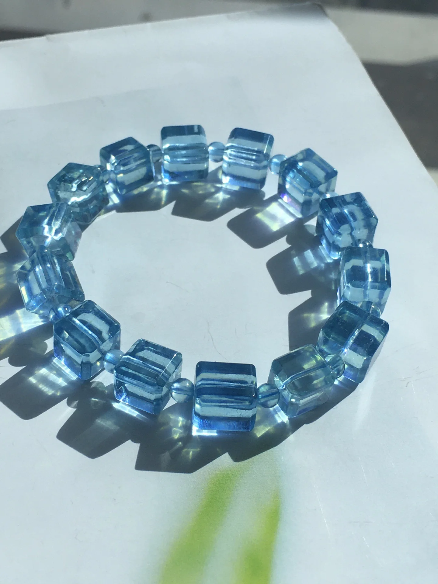 Natural Blue Aquamarine Clear Round Beads Bracelet 10x10mm Women Men Brazil Stretch Blue Aquamarine Jewelry AAAAA