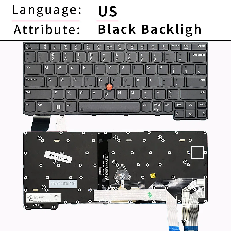 Replacement US/English Backlit Laptop Keyboard For Lenovo Thinkpad