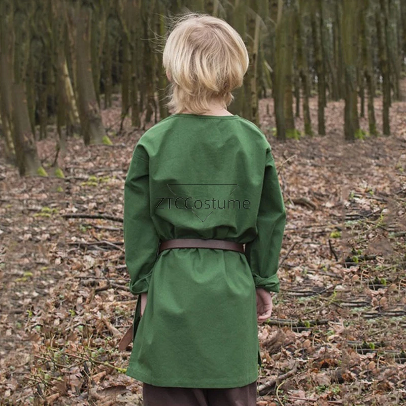 Camisa de disfraz de pirata Medieval para niños, Tops medievales, renacentistas, Longleeve, Halloween, escocés, granate