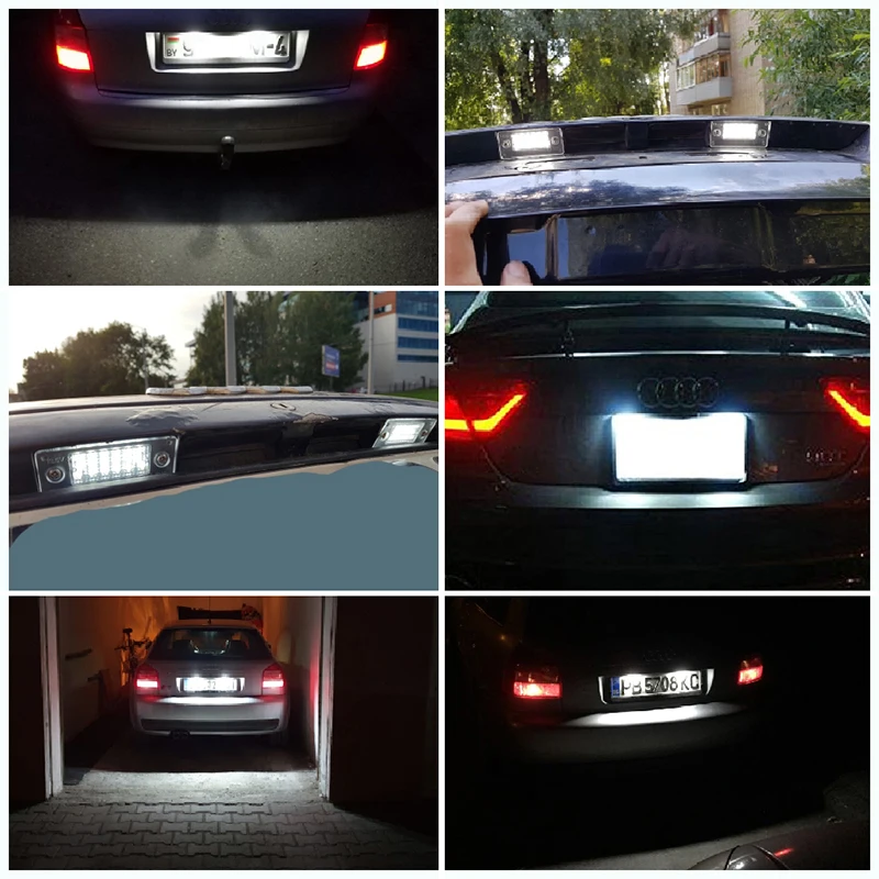 2Pcs Canbus LED License Plate Lights For Audi A2 Type 8Z BJ 1999-2005 Car Rear Number Plate Lamps 18smd 6000K Super Bright view 6