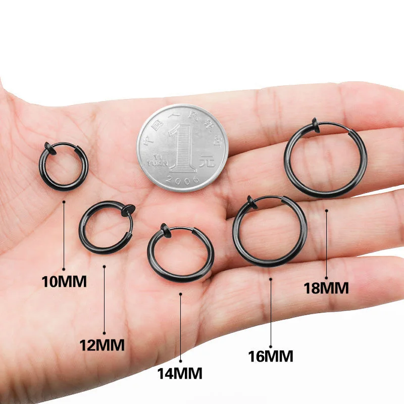 2Pcs Small Hoop Spring Ear Clips Earrings For Women Men Stainless Steel Painless No Piercing Stealth Fake Ear Jewelry 8-16mm image 3