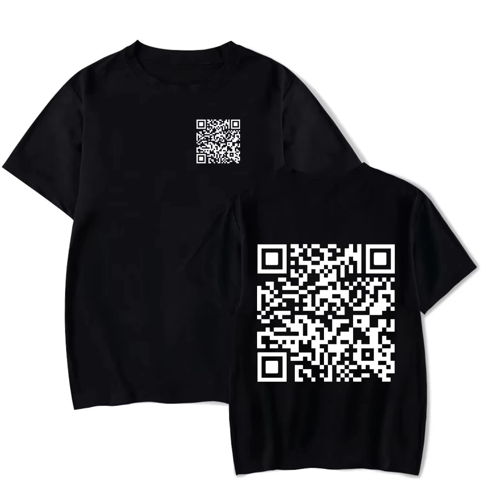 

T-shirt Men's and Women's Hip Hop Top Fun QR Code T-shirt Fu You QR Code Fashion Niche T-shirt Crew Neck Short Sleeve