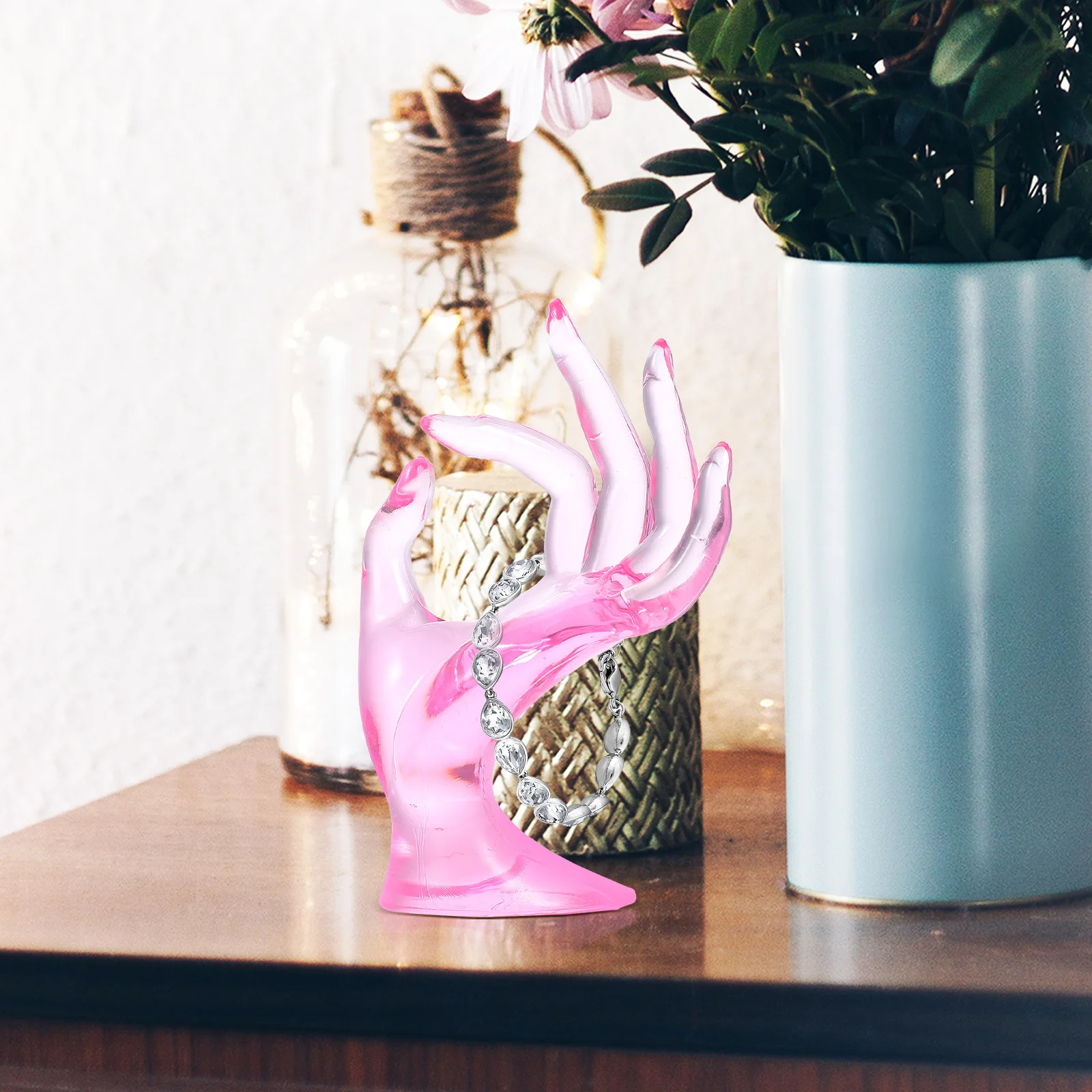 Elegant Multi-Function Jewelry Holder Hand Display Stand Desktop Necklace Ring Holder Plastic Craft Decorative Supplies