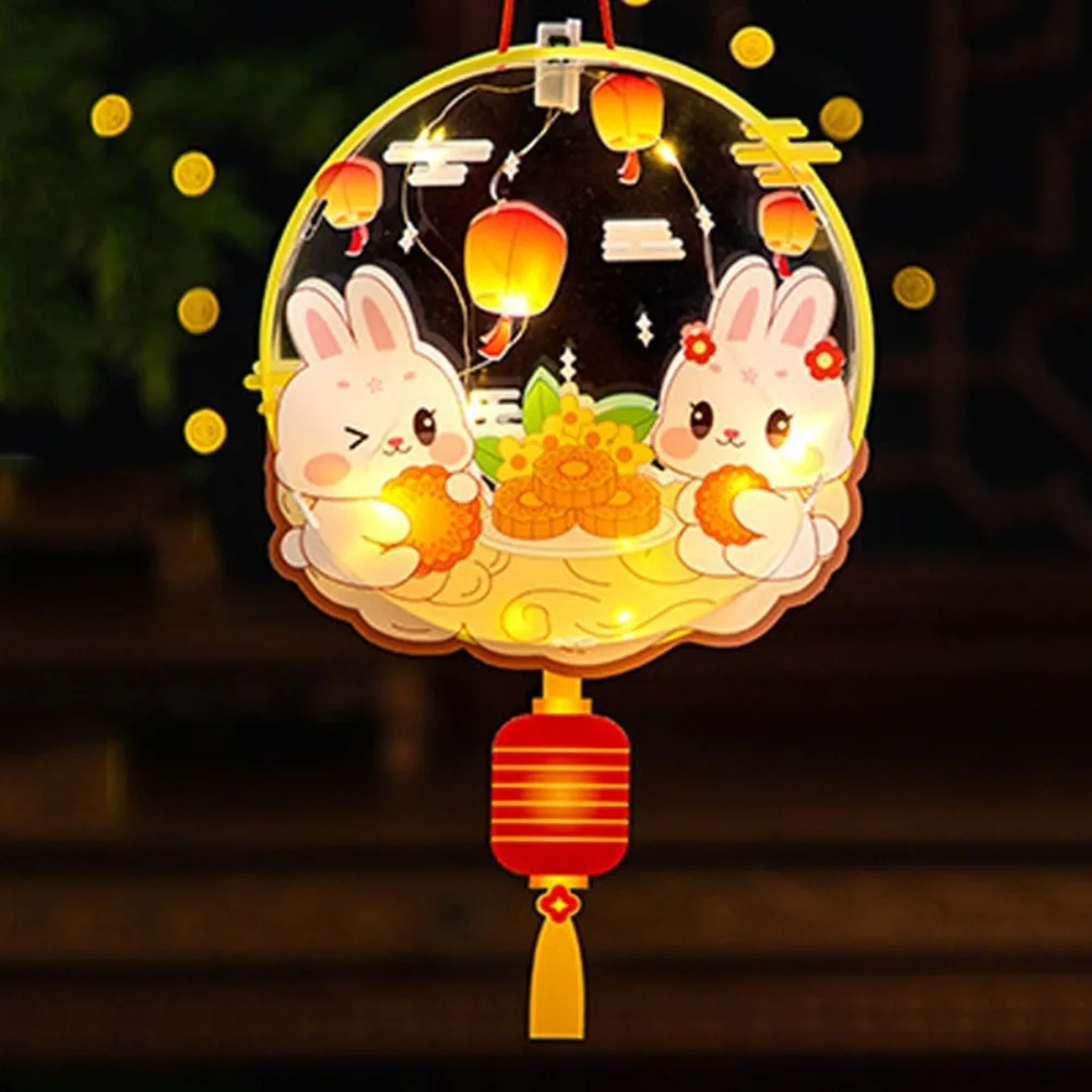 PVC 中秋節提灯 中国の祭りのライト 中秋の月兎提灯 DIY クラフト 発光
