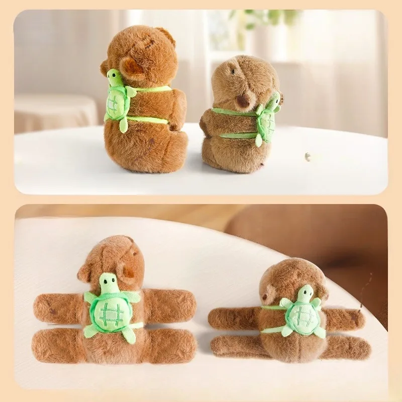 Grüner kleiner Schildkröten-Rucksack für Kapibala-Rückendekorationen, niedlicher Plüsch-Rucksack mit kleinen Schildkröten, Puppen-Dekorationstasche