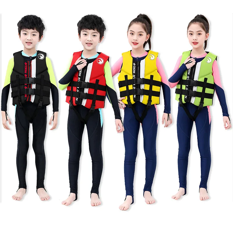 Neoprene Life Jacket for Kids Boys Girls, Swim Vest Flotation Device, Swimwear Training Aid, Safety Bathing Suit CE USCG