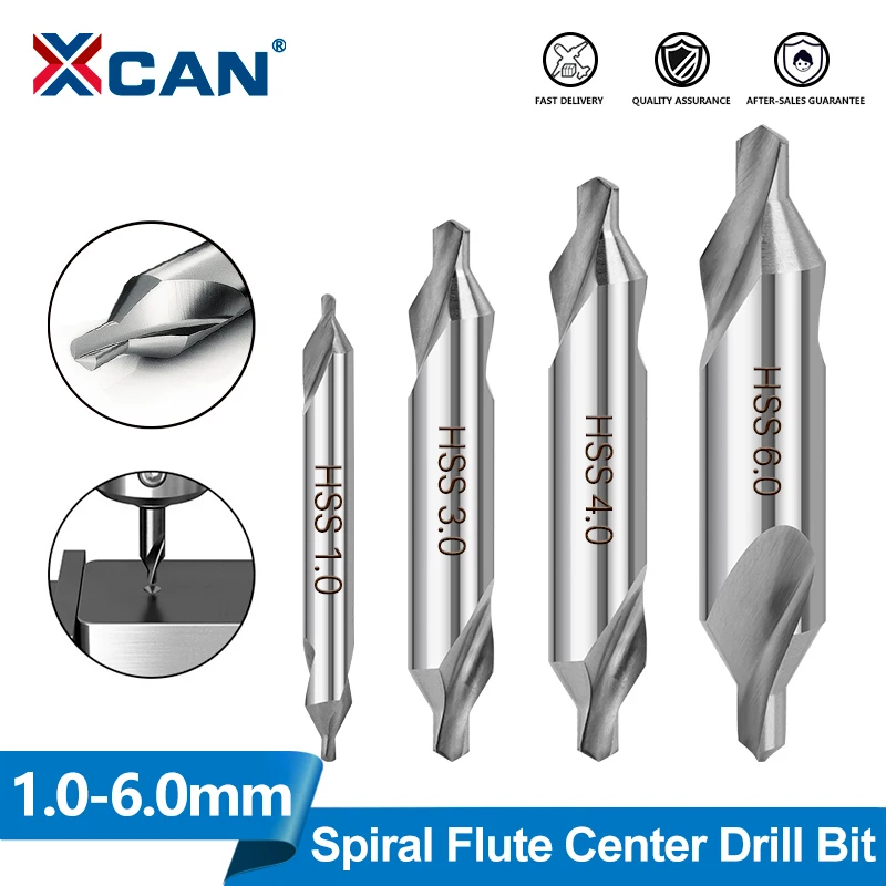 XCAN HSS Combined Center Drill Bit 60 Degrees Countersinks Angle Bit For Lathe Metalworking 1/1.5/2/2.5/3/4/5/6mm