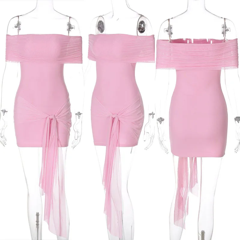 مثير قبالة الكتف Bodycon فستان قصير امرأة أنيقة ليلة نادي حفلة غمد سليم Ruched الشريط حفلة فساتين قصيرة عيد الميلاد