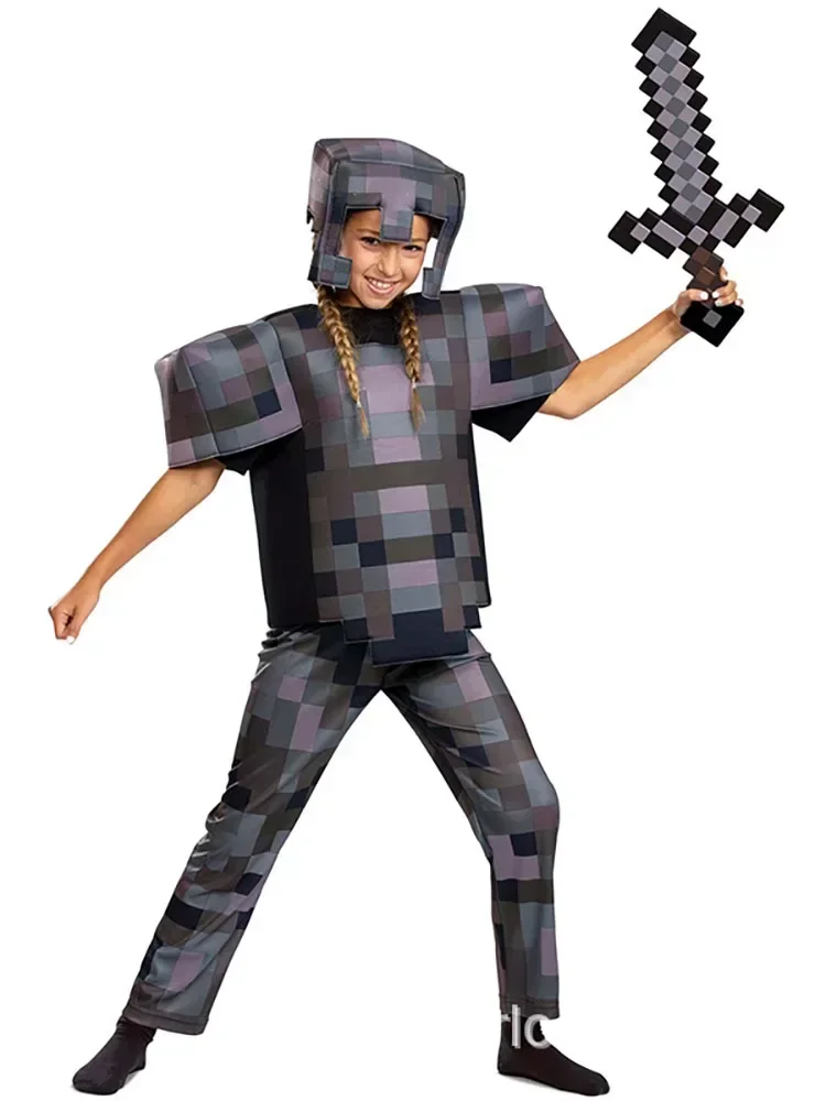 Spiel Meine Welt Rollenspiel Feiertagsparty Pixel-Kostüm Spielzeug Mc Jungen Mädchen Set Diamant Weihnachtsgeschenk Bühnenkostüm