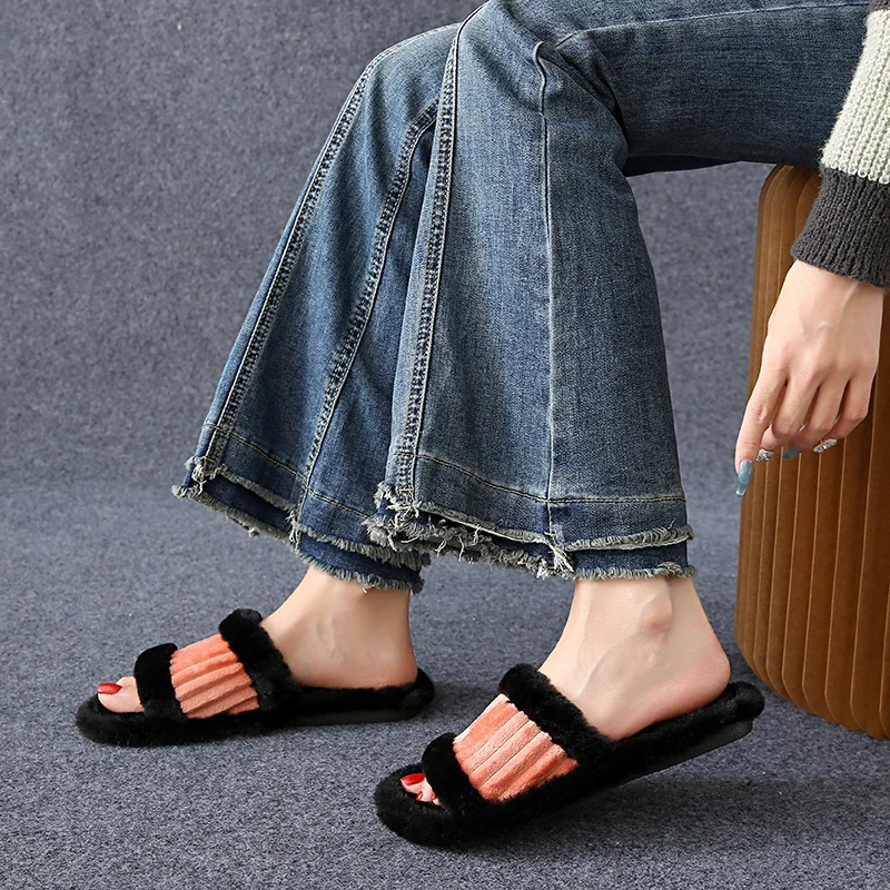 

Women's Shoes 2025 Hot Sale Peep Toe Women's Slippers Fashion Round Toe Daily Slippers Women New Color Matching Flat Slippers