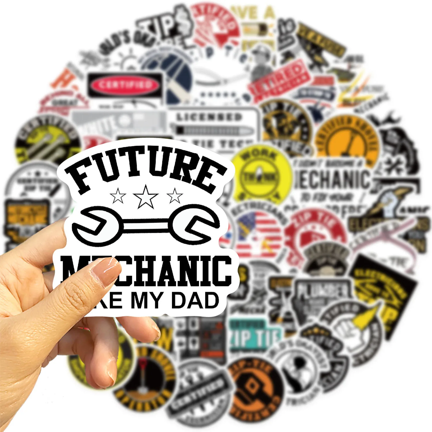 65PCS Funny Technician Mechanic Electrician Sticker Helmet Notebook Decor Notebook Stationary Graffiti Stickers