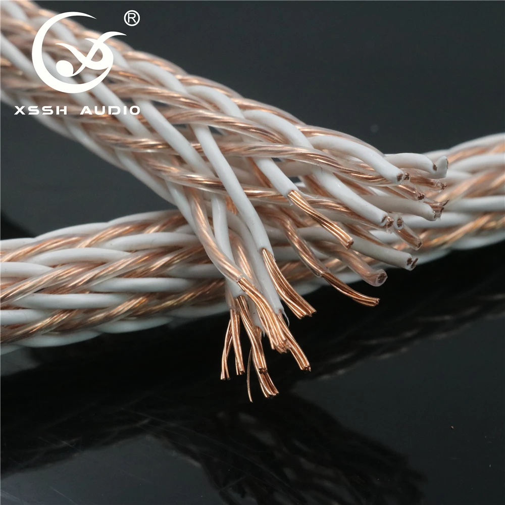 1 pair XSSH 오디오 HIFI 탄소 섬유 로듐 도금 바나나 플러그-바나나 플러그 OFC 구리 24 코어 스피커 케이블 코드 와이어