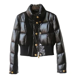 Fashion Single-Breasted Zipper Cotton-Padded Jacket 2025 Women Winter New Warm Cotton Coat Black White Bread Puffer Coats Female