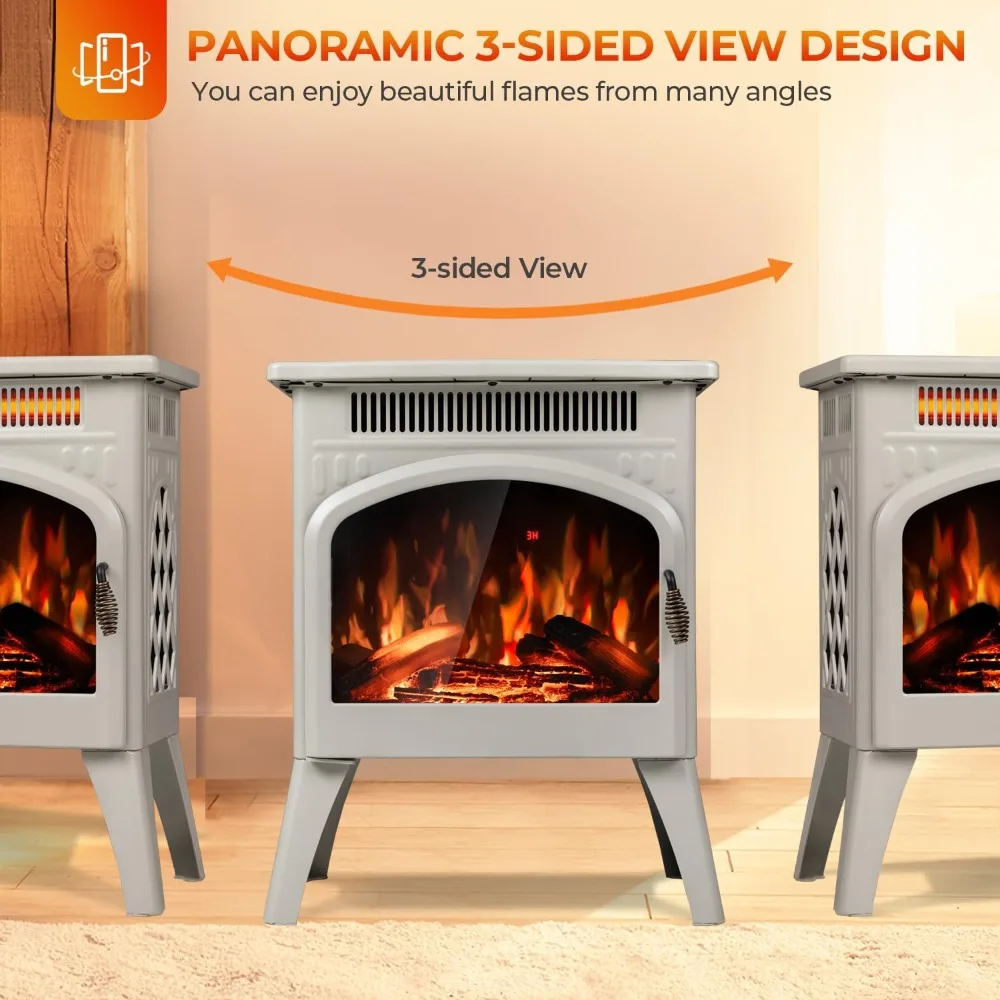 سخان مدفأة كهربائي 17 بوصة مع جهاز تحكم عن بعد، أنيق كاتدرائية، تأثيرات لهب مختلفة ومجموعة سجل وضع التسخين