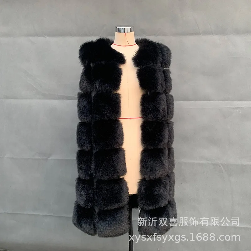 Women's Autumn Winter Fur Vest New Fashion Coat Warm Korean Faux Fox Fur Patchwork Jacket Sleeveless Comfortable Coat Women