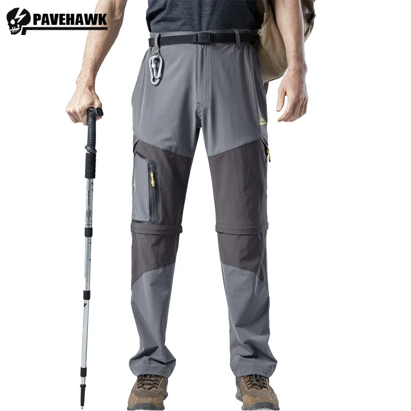 

Elastic Quick Drying Hiking Pants Mens Multiple Pockets Detachable Waterproof Tooling Trousers Breathable Casual Sweatpants