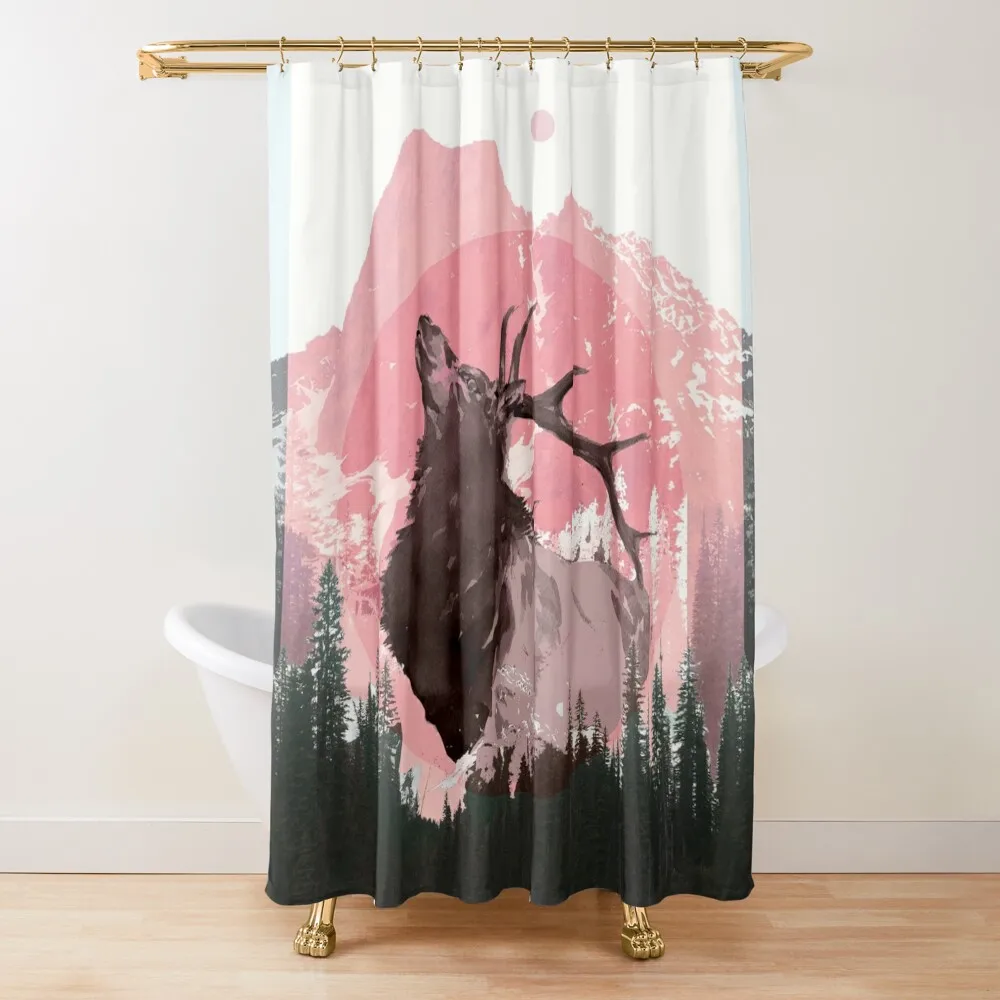 

Mountain Elk Shower Curtain Toilet Accessories Bathroom Shower Bathroom Waterproof Shower And Anti-Mold Cute Curtain