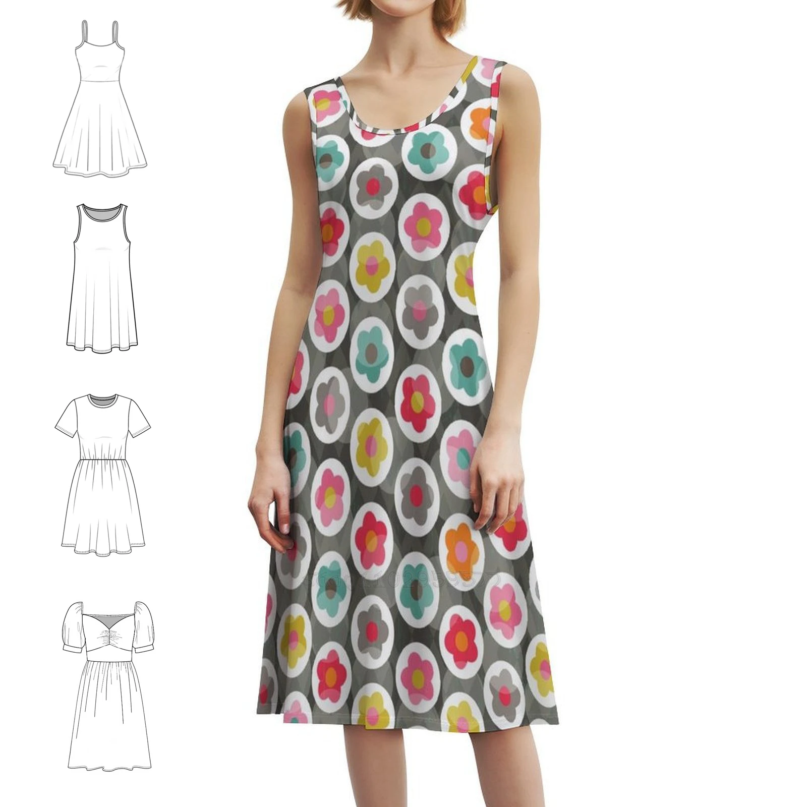 Daisy Daisy Pattern In Retro Colors Preppy Style Mini Dress For Women A-Line Loose Fit Casual Day Dress Flowers Floral Pattern