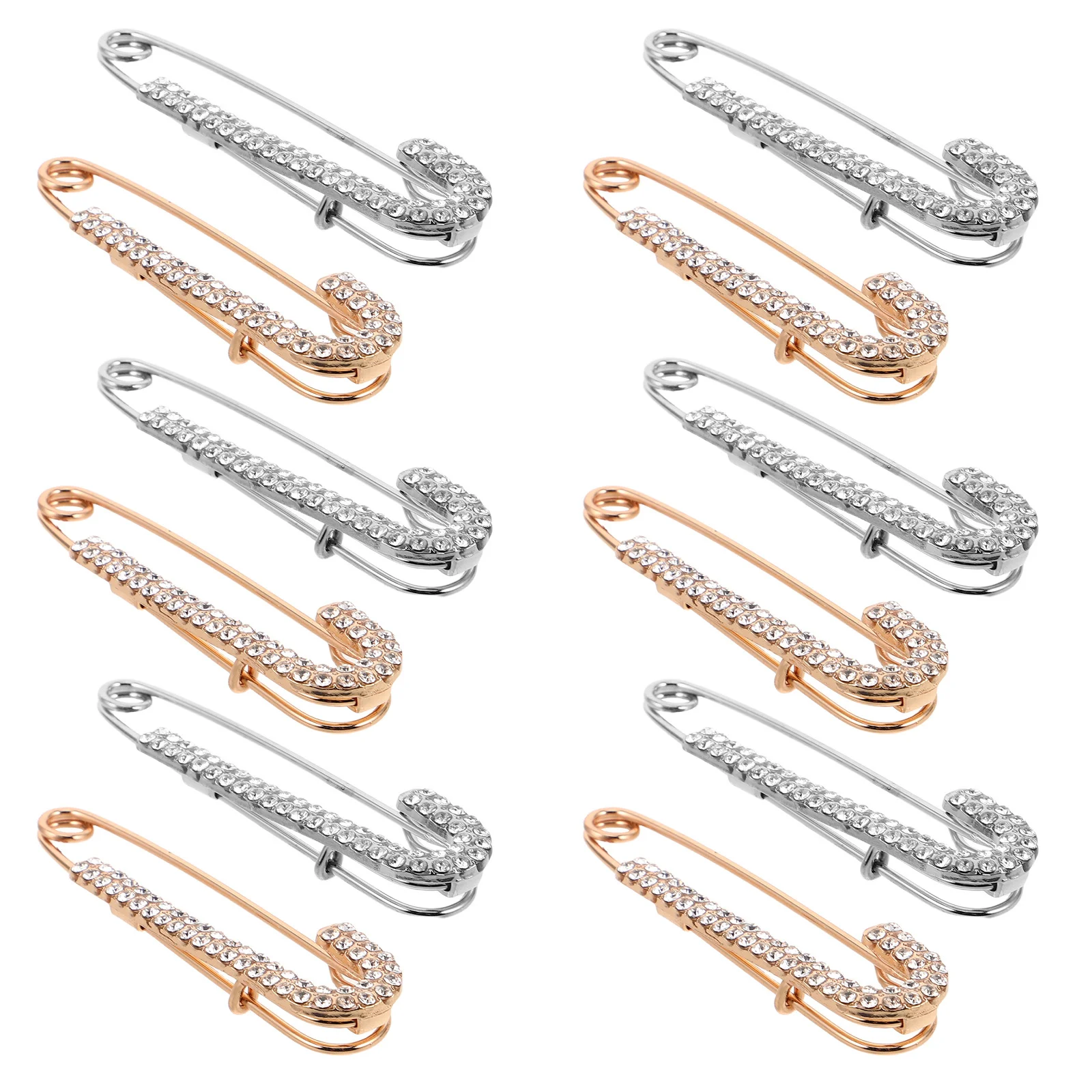 

12Pcs Women Brooch Pins Sweater Shawl Cardigan Collar Clips Crystal Dress Shirt Clip Back Cinch Waist Tightener Adjustable