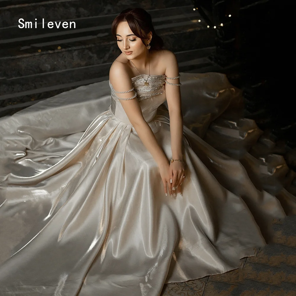 

Smileven Luxury Beading A Line Prom Dress Off The Shoulder Party Gowns Shining Appliques Occassion Dress Customized 2026