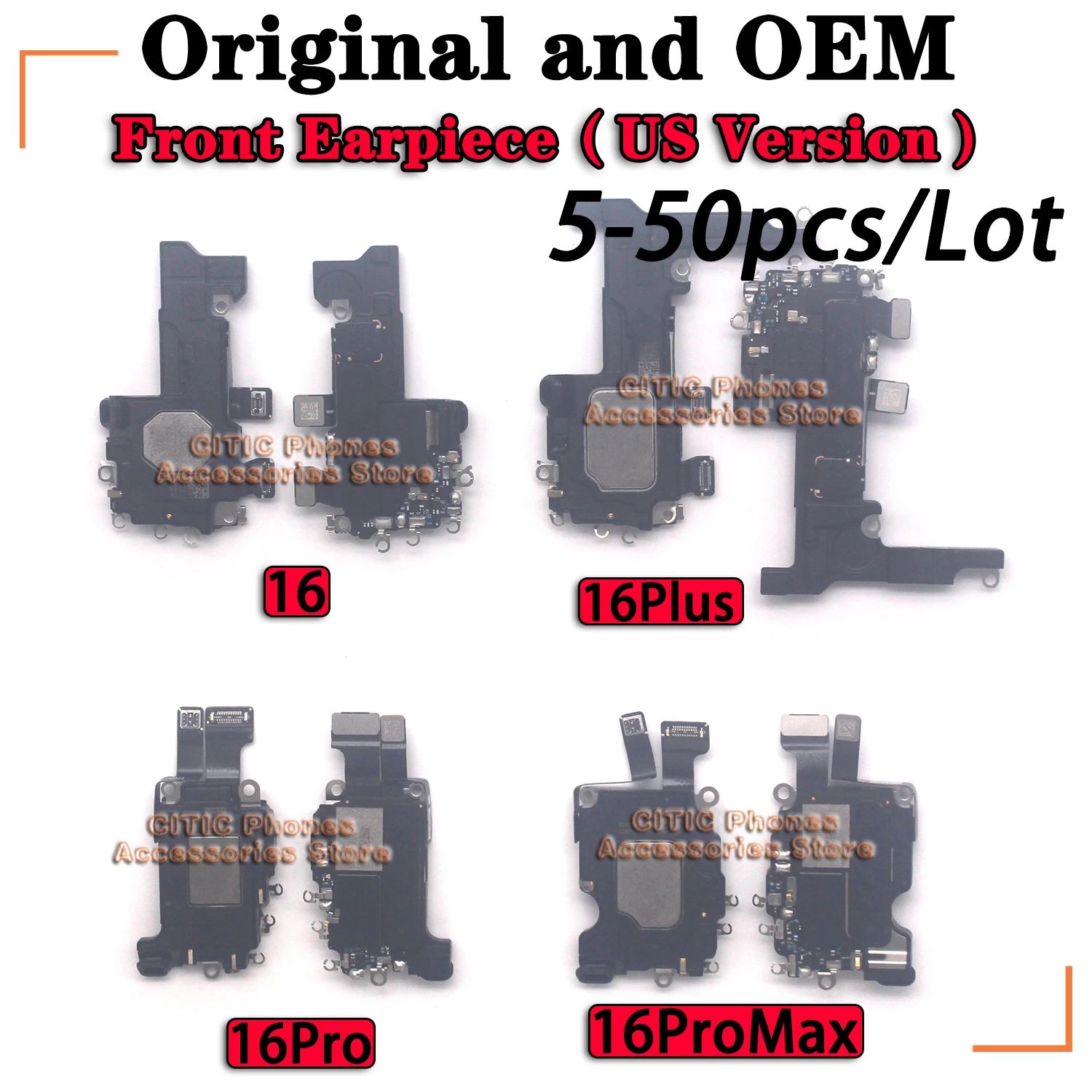 5-50Pcs Original And （OEM） Front Earpiece For iPhone 16 Sereis 16Pro 16 Plus 16ProMax Sound Speaker Ear Pieces Replacement Parts