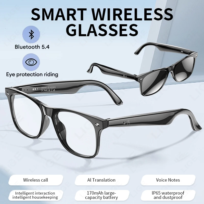 

Anti-blue Light Smart Glasses Real-Time Translation Sunglasses Bluetooth Call Waterproof Music Playback AI Glasses for Men Women