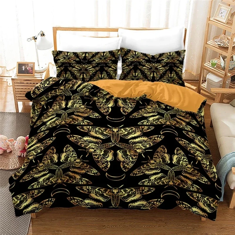 Home Textile Death's Head Hawk Moth Printed Bedding Set 3d Duvet Cover Set with Pillowcase Twin Full Queen King Size Bedclothes